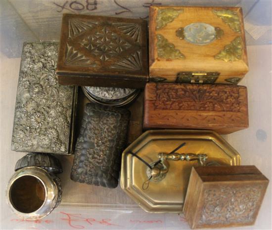 Collection of wooden pewter & other boxes